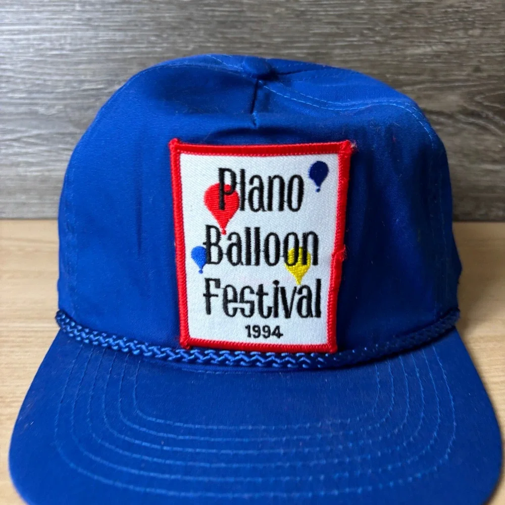 Vintage Plano Hat Cap Snapback Blue Trucker Texas Balloon Festival 1994